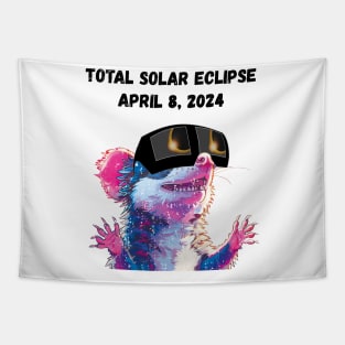 Total Solar Eclipse 2024 Grunge Possum—Black text Tapestry