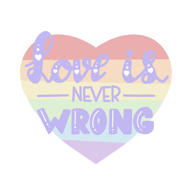 Love is never wrong LBGTQ pride design by Mydrawingsz