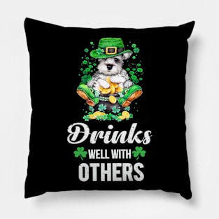 Funny Schnauzer Patrick Day Drinking Team Pillow