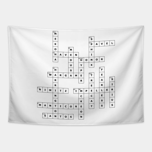 (1993OBS) Crossword pattern with words from a famous 1993 science fiction book. Tapestry by ScienceFictionKirwee