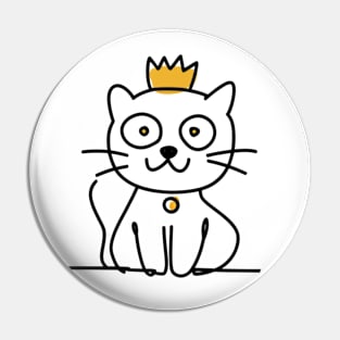 Doodle Cat With Crown Pin