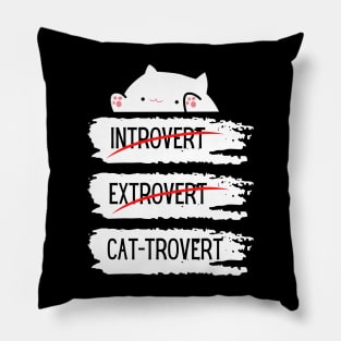 Introvert Extrovert Cat-trovert Funny Distressed Look Pillow