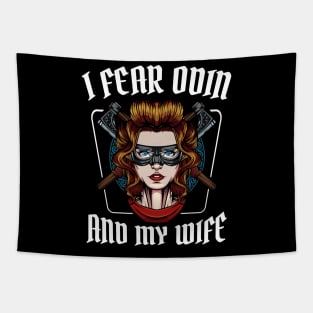 Vikings - I Fear Odin And My Wife - Shield-Maiden Tapestry