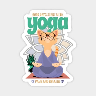 yoga cat. cat with yoga. Magnet