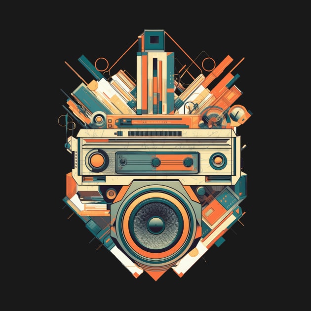 Unisex Retro T-shirt With Boombox | Vintage Design by Indigo Lake