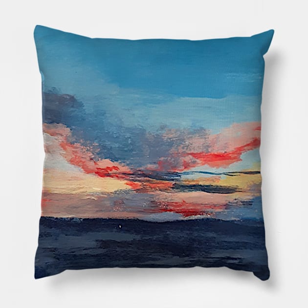 blue abstract beach Pillow by ibtihella