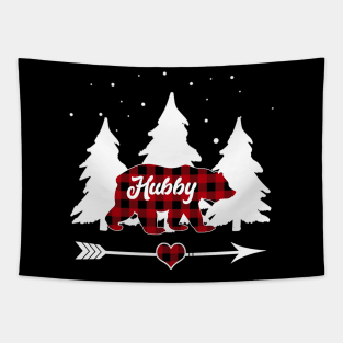 Hubby Bear Buffalo Plaid Christmas Matching Family Pajama Tapestry