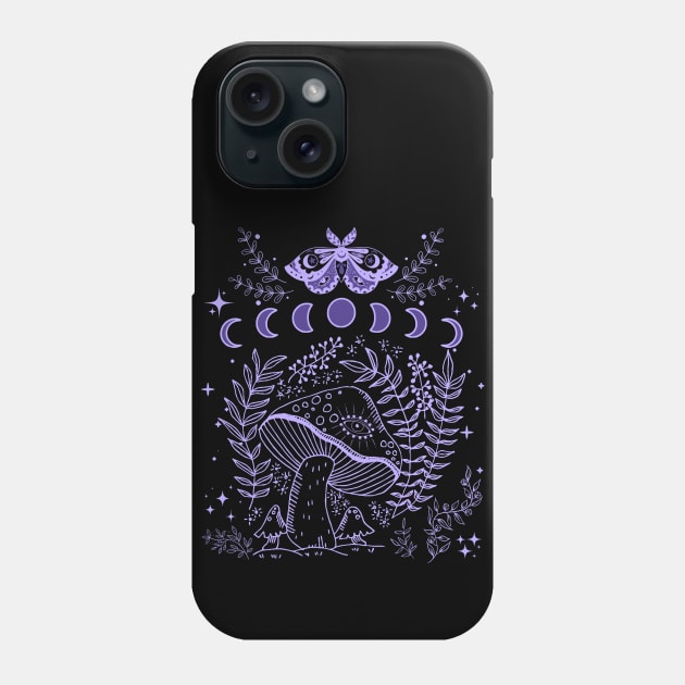 Cottagecore Mushroom Fairycore Moon Phases Phone Case by Hypnotic Highs