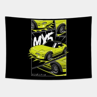 Yellow miata jdm manga style Tapestry