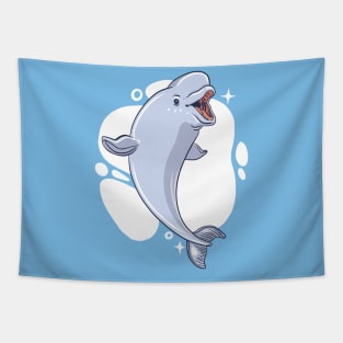 Cute Beluga Whale Illustration Tapestry