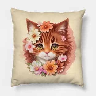 Choco-Purr's Fantastical Floral Delight: Inspired by Beloved Imaginative Realms Pillow