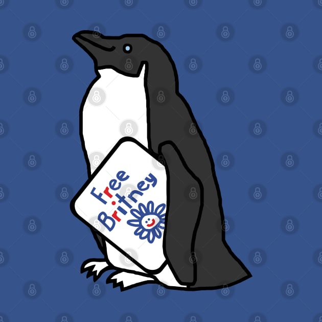 Cute Penguin with Free Britney Sign by ellenhenryart