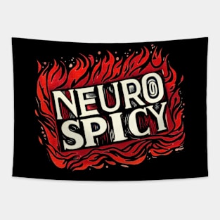 Flaming Hot Neuro Spicy Linocut Design Tapestry