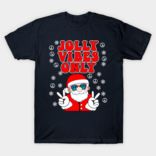 Discover Jolly Vibes Only Groovy Peace Sign Santa Claus - Santa Claus - T-Shirt