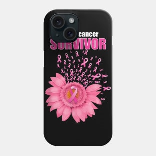 Pink Ribbon Daisy Floral Breast Cancer Survivor Phone Case