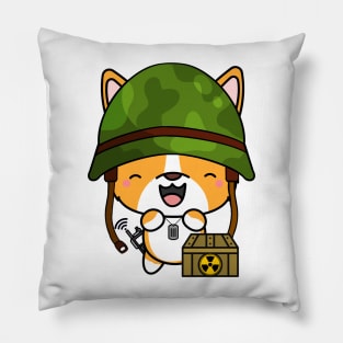 Cute corgi is a military pet Pillow