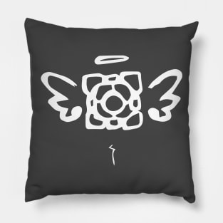 Companion Cube, white Pillow