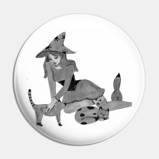 Crazy Cat Witch Pin