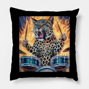 fiery cat loves playing drums Pillow