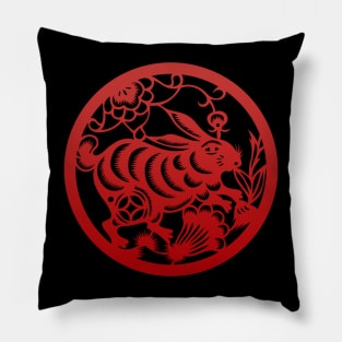 Chinese Zodiac Rabbit in Red Pillow