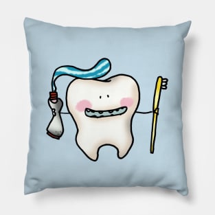 funny tooth cartoon Pillow