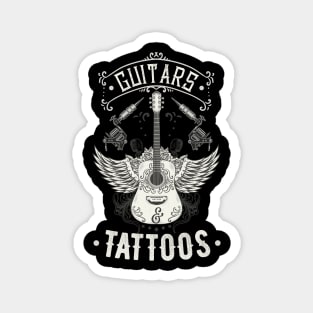 Guitars And Tattoos Vintage Guitarist Tattooed Magnet