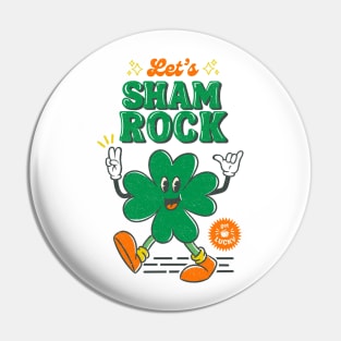 Retro Shamrock and Roll - St.Paddys character Pin