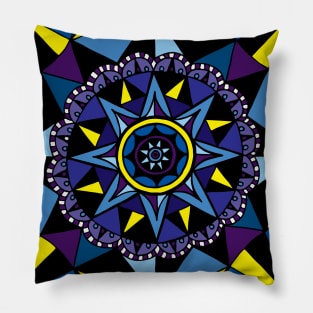 Geometric Compass Blue Palette Pillow