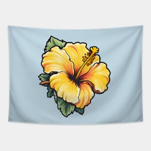 Yellow Hibiscus Flower Tapestry