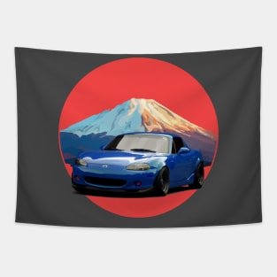 Blue NB Mazda Miata/MX-5 - Mount Fuji Jinba Ittai Roadster Life Tapestry