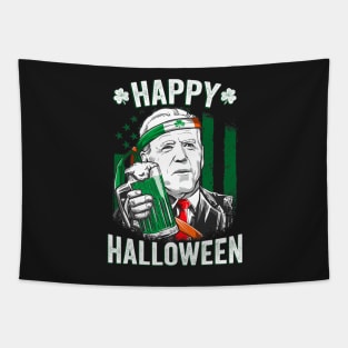 Funny Leprechaun Biden Happy Halloween For St Patrick's Day Tapestry