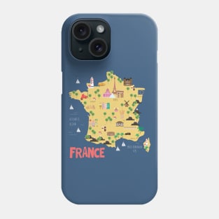 France illustrated map Phone Case