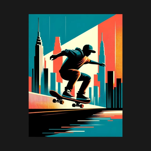Urban Glide: Skateboarder in the City by heartyARTworks