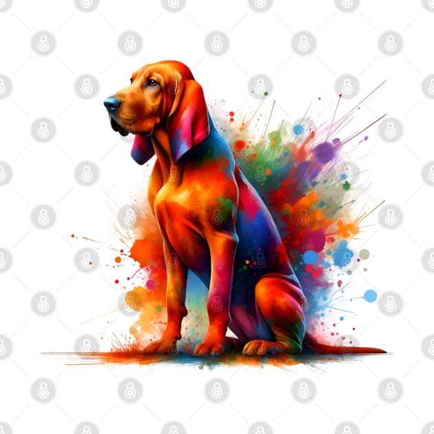 Redbone Coonhound Captured in Vivid Splash Art by ArtRUs