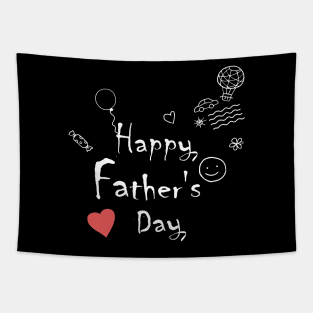 Happy Father's Day Kids Drawing Doodle Dad Daddy Gifts Tapestry