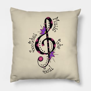 Music soothes the soul treble clef Pillow