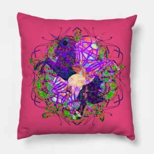 Dancing Prancing Unicorns In Black And Purple Pillow