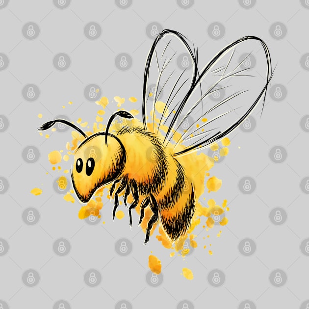 Casual Watercolor Wildlife Illustration | Cute Little Honey Bee by SkizzenMonster