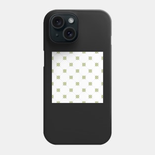 Diamond pattern on a white background with interlocking olive green motif. A simple and classy, no fuss design. Phone Case