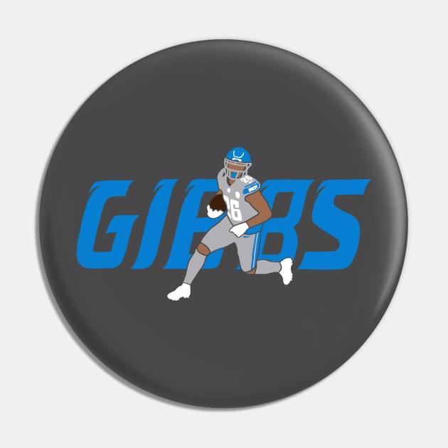 Gibbs 26, Detroit Football silhouette design Pin by FanSwagUnltd