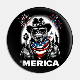 USA 'Merica Sasquatch Bigfoot 4th of July Fireworks Funny Patriotic Pin