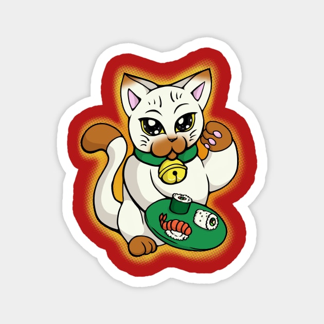 Lucky Sushi Cat Magnet by jellysoupstudios