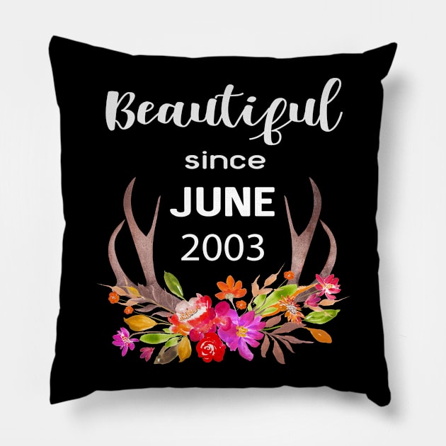 Deer Antler Elk Hunting Flower Horn Beautiful Since June 2003 Pillow by familycuteycom