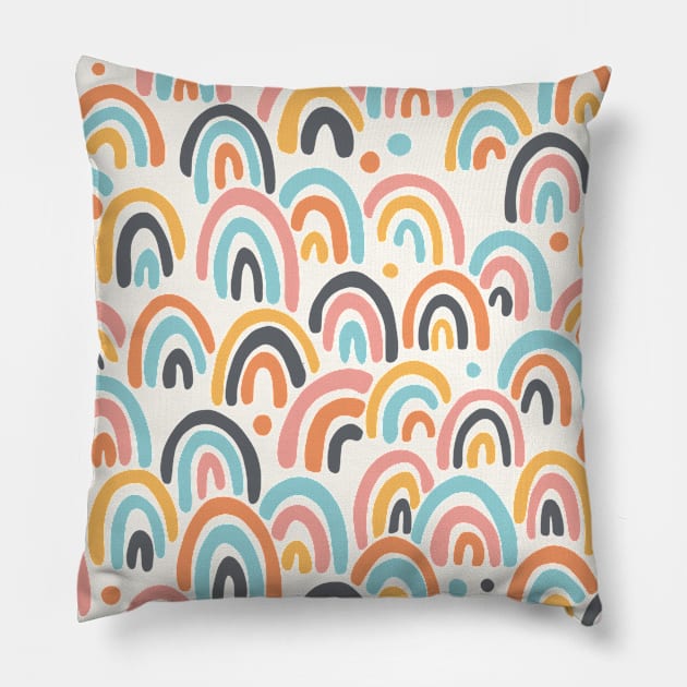 Rainbow Joy - pink, blue and orange palette Pillow by Paprica