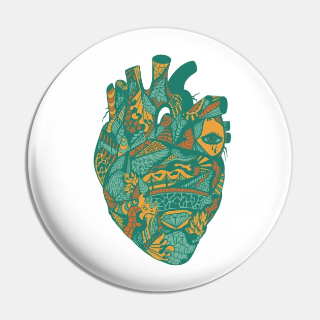 Mountain Green Transparent Heart Pin by kenallouis