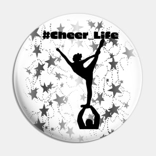 #cheer_Life Design with Silver Star Background Pin