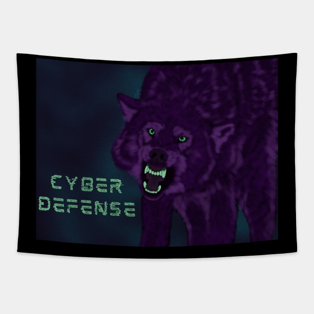 Cyber Defense Wolf Tapestry by CarpeOssa