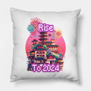 Chinese New Year: Rise to 2024 with Pixel Art Fireworks Pillow