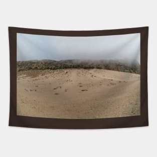 Panoramic Sandy Dune vista on a foggy day, near Point Mugu, California Tapestry