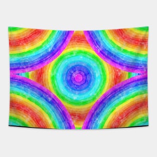 Rainbow bull eye pattern tile Tapestry